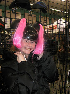  > Brittany trying on a cute helmet!!
